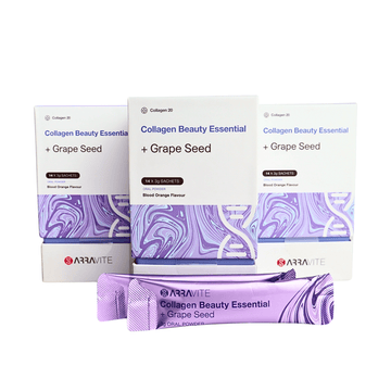 Collagen Beauty Essential + Grape Seed for Skin Firmness (Blood Orange Flavour) - ARRAVITE