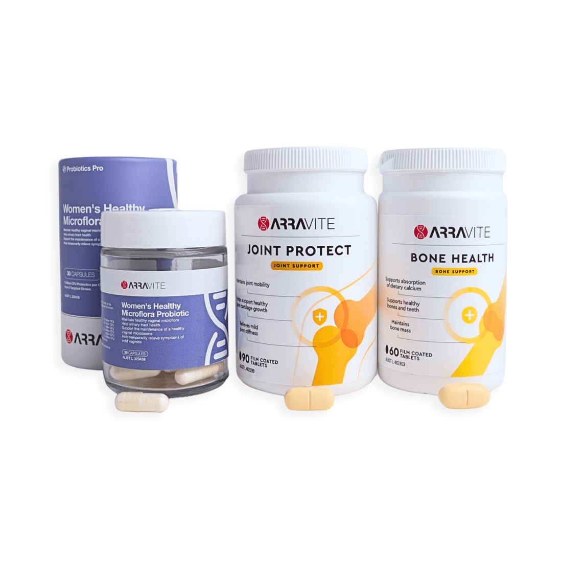 Everyday Strength Trio – Daily Support with Probiotics, Calcium & Glucosamine for Women - ARRAVITE