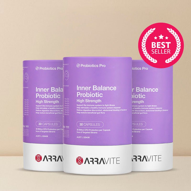 Inner Balance Probiotic – 3 Month Pack (3 x 30 Capsules) - 20 Billion CFU per capsule - ARRAVITE