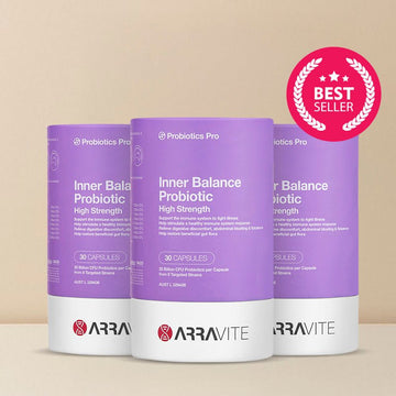 Inner Balance Probiotic – 3 Month Pack (3 x 30 Capsules) - 20 Billion CFU per capsule - ARRAVITE