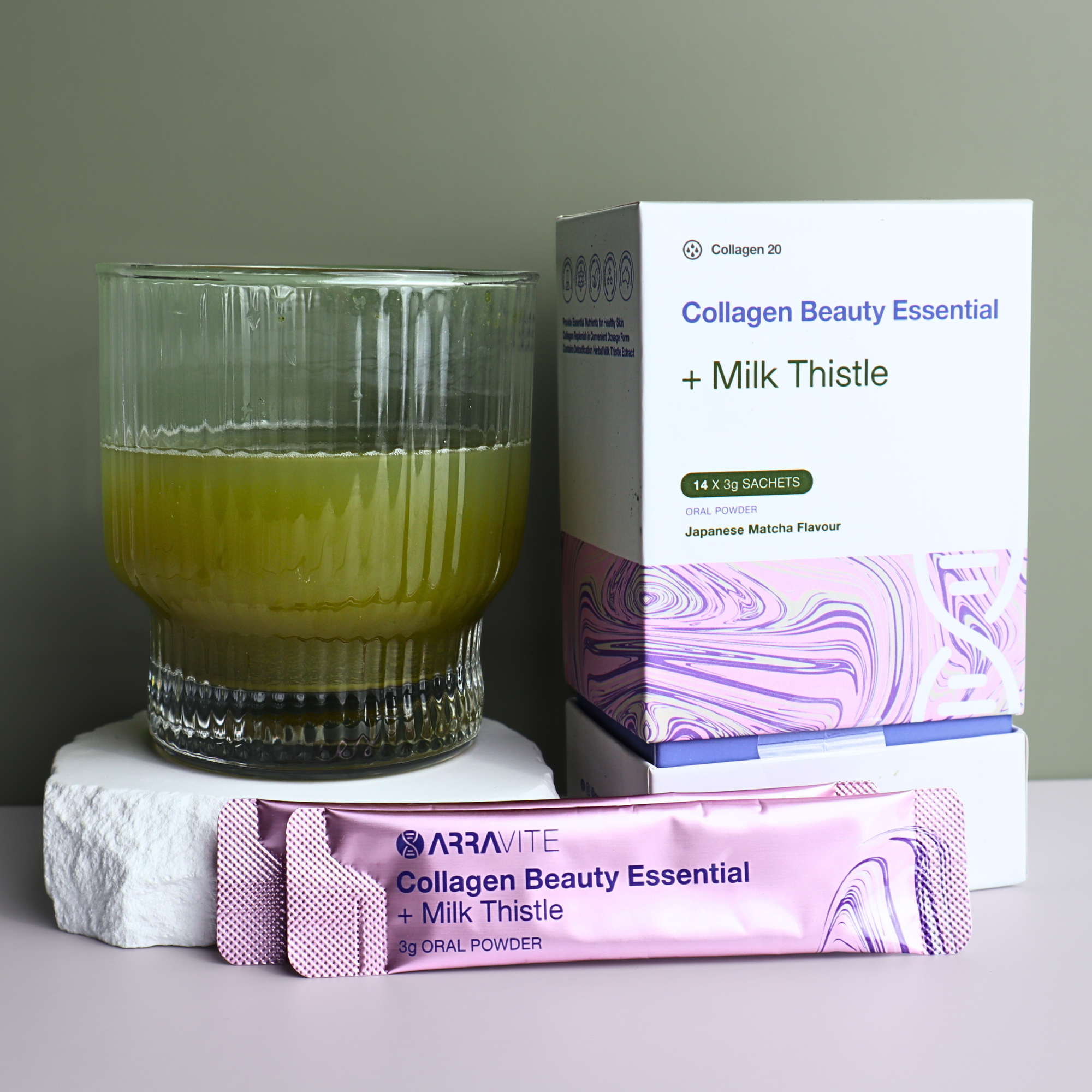 Collagen Beauty Essential + Milk Thistle Detox Support (Matcha Flavour)
