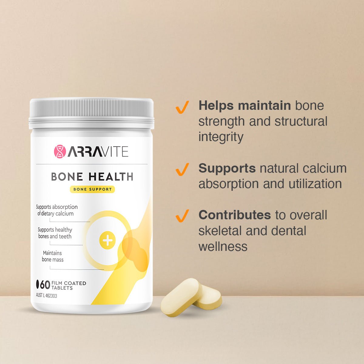 Arravite Bone Health – Bone Support (60 Tablets) - ARRAVITE