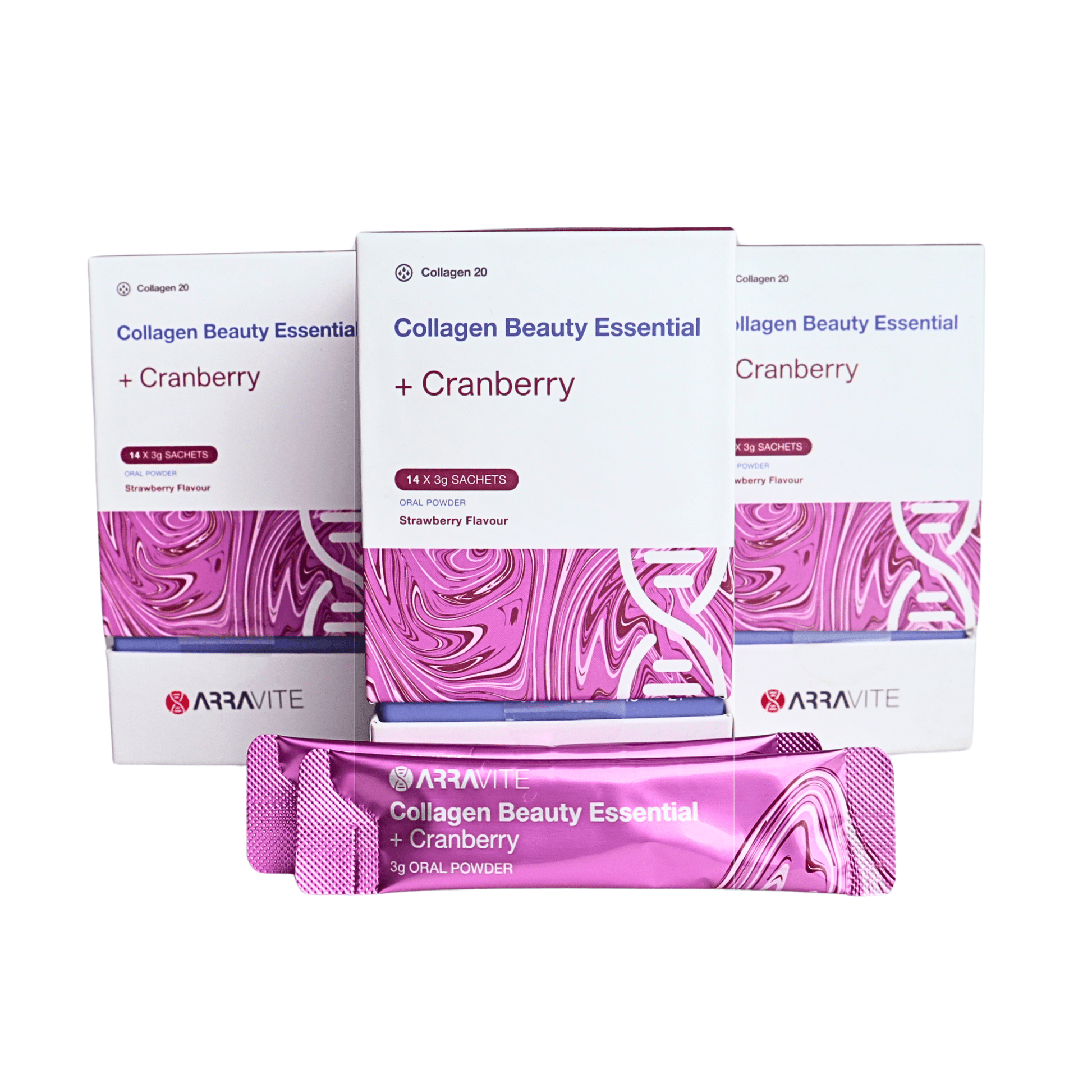 Collagen Beauty Essential + Cranberry Extract (Strawberry Flavour) - ARRAVITE