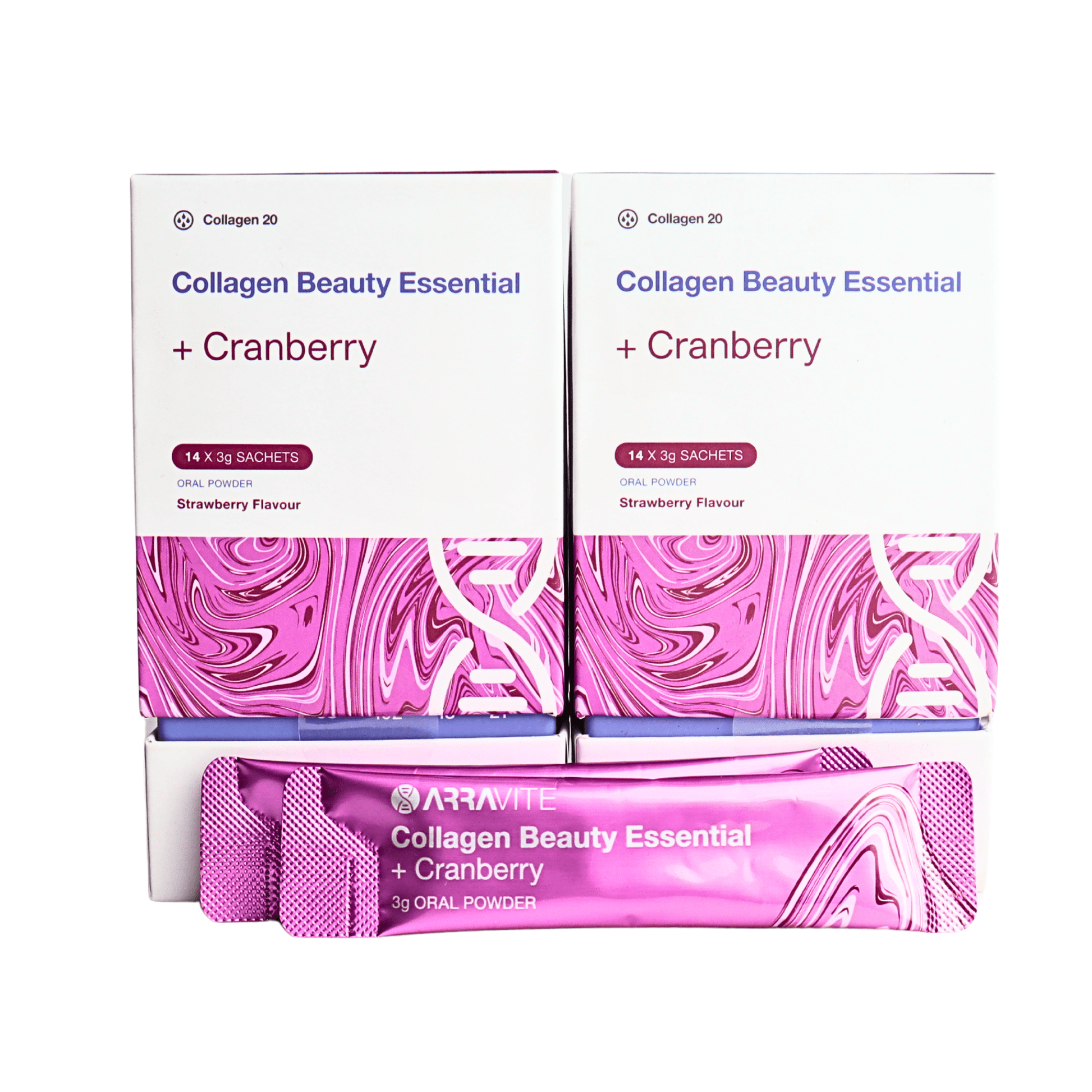 Collagen Beauty Essential + Cranberry Extract (Strawberry Flavour) - ARRAVITE