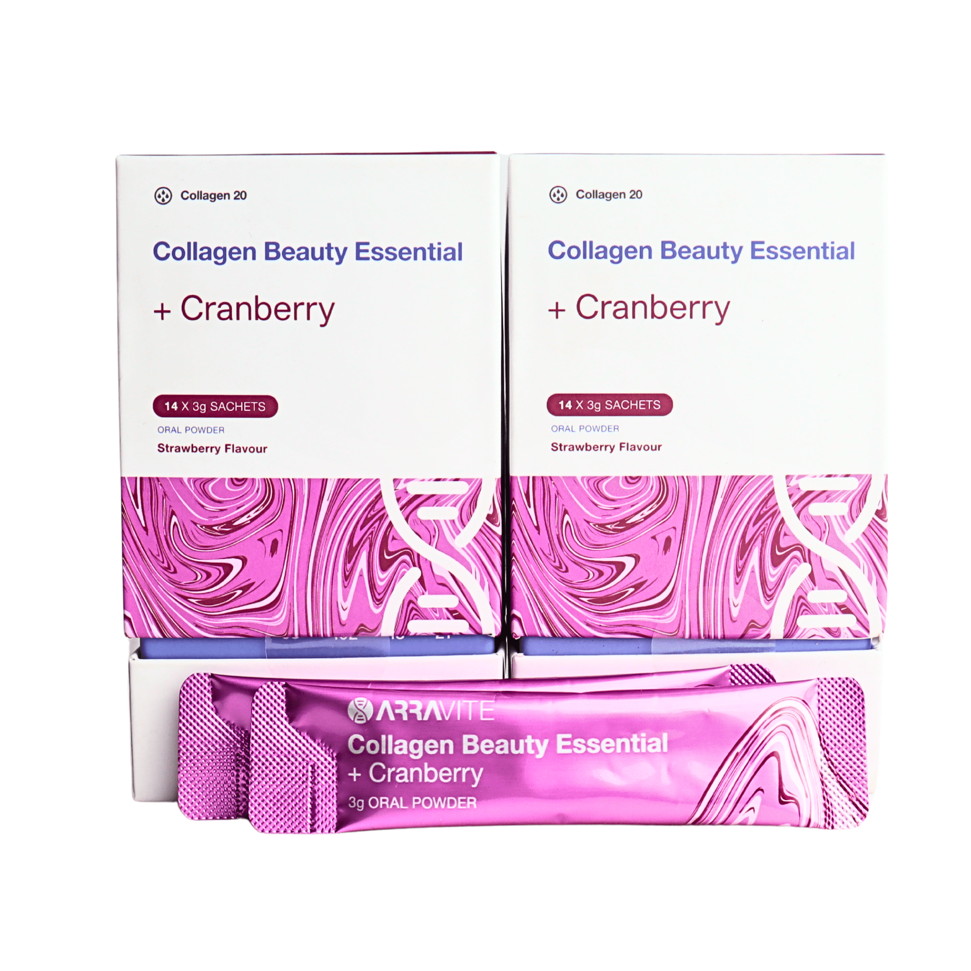 Collagen Beauty Essential + Cranberry Extract (Strawberry Flavour) - ARRAVITE