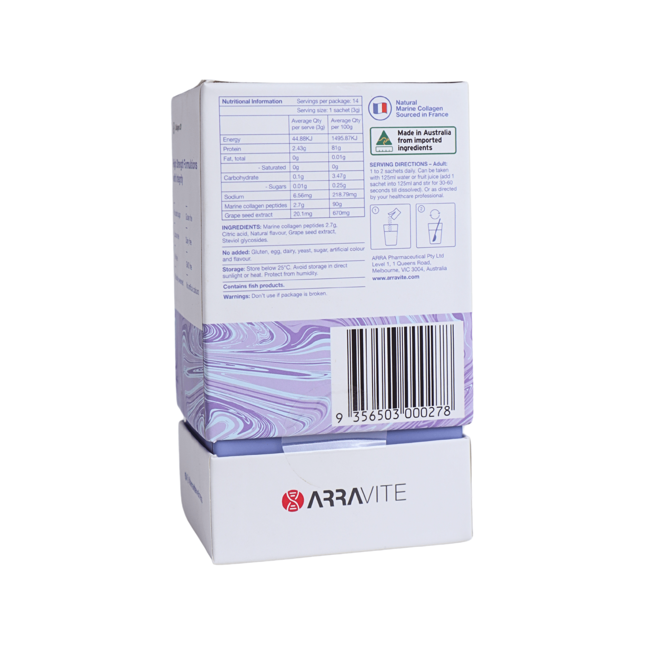 Collagen Beauty Essential + Grape Seed for Skin Firmness (Blood Orange Flavour) - ARRAVITE