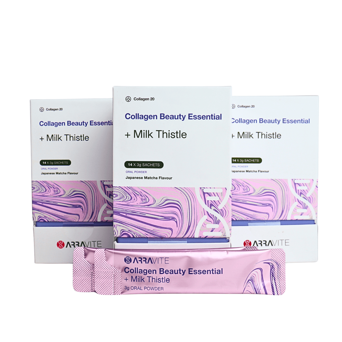 Collagen Beauty Essential + Milk Thistle Detox Support (Matcha Flavour) - ARRAVITE