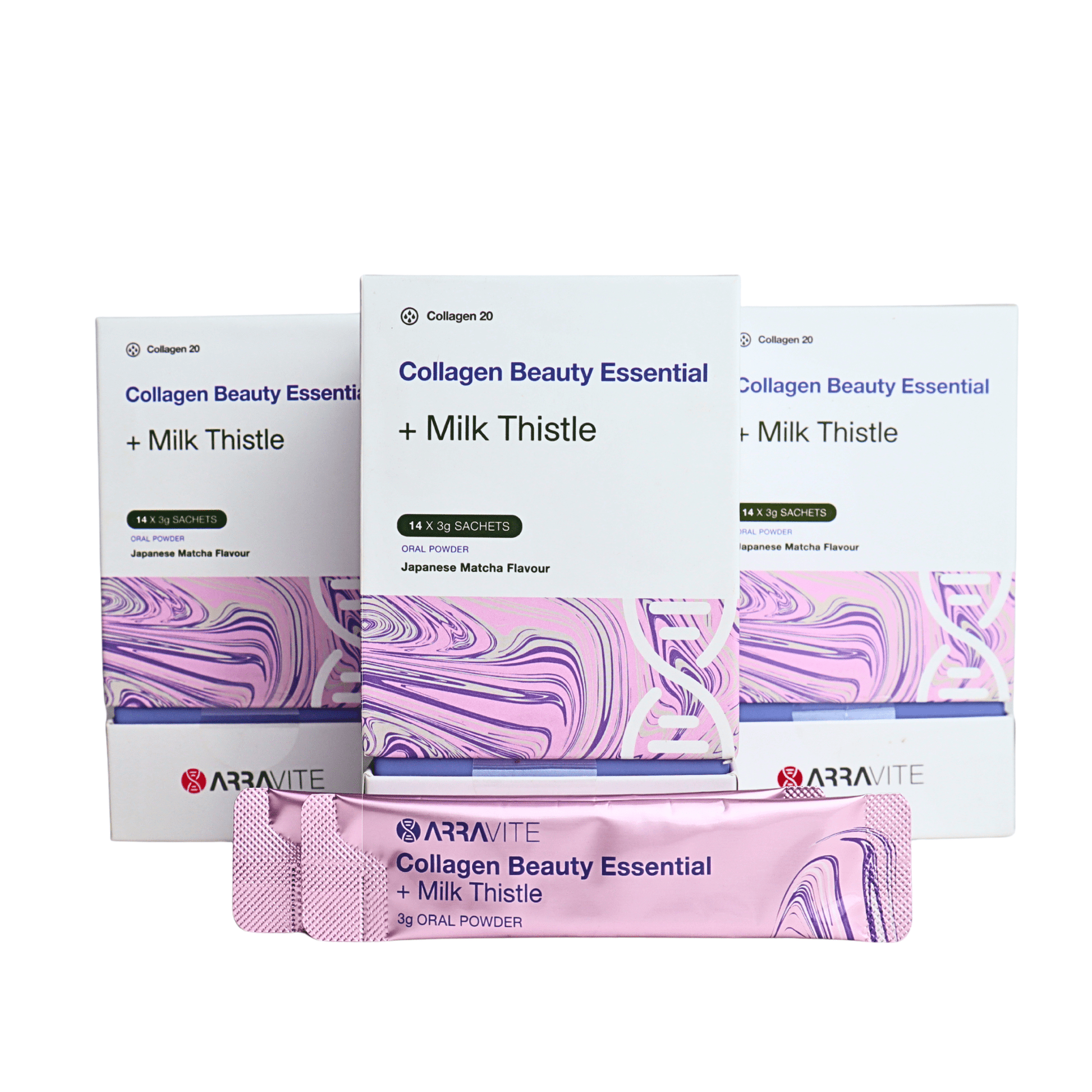 Collagen Beauty Essential + Milk Thistle Detox Support (Matcha Flavour) - ARRAVITE