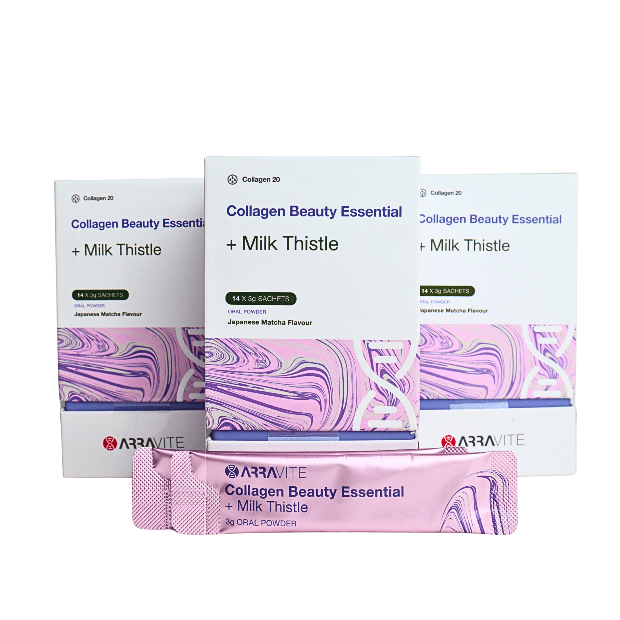 Collagen Beauty Essential + Milk Thistle Detox Support (Matcha Flavour) - ARRAVITE