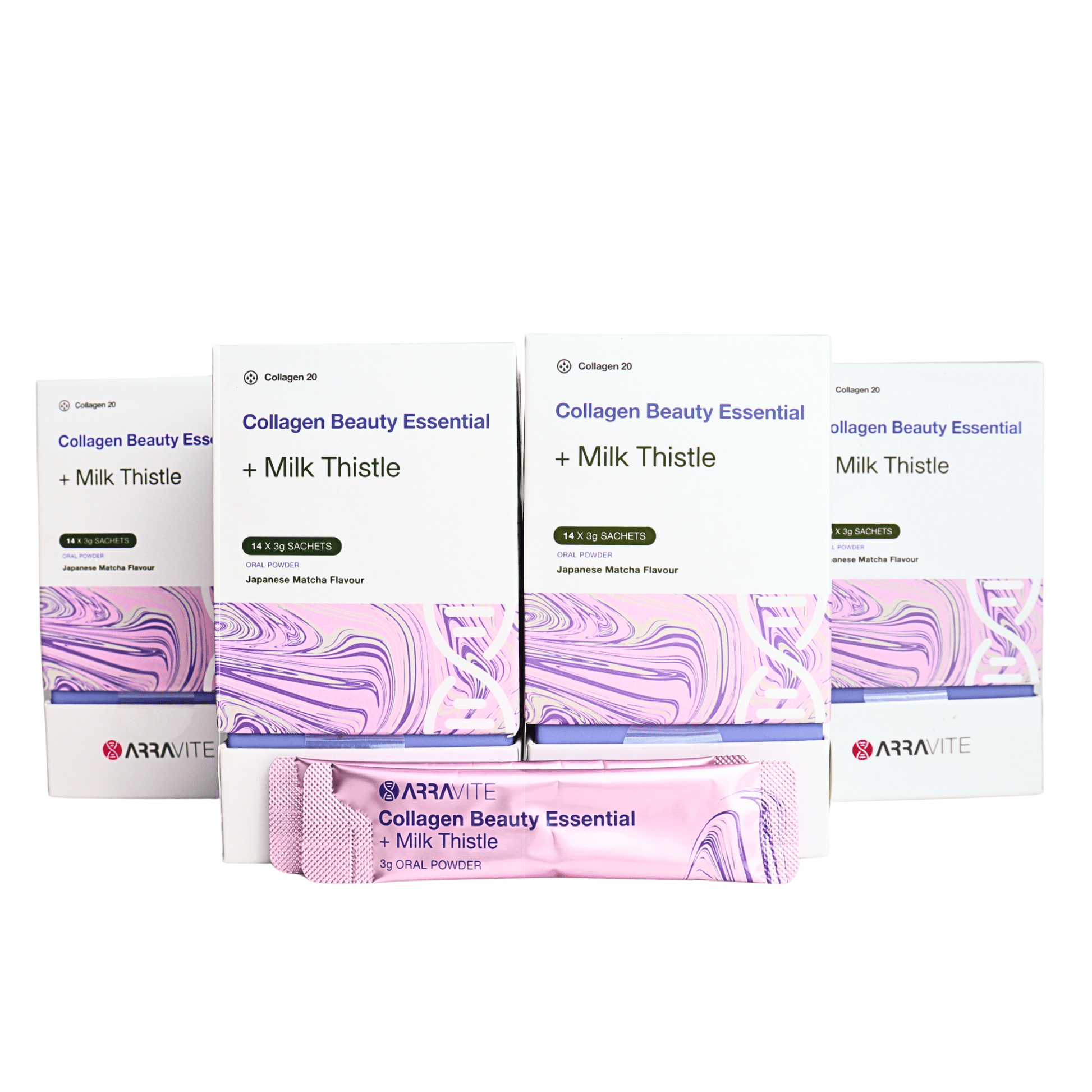 Collagen Beauty Essential + Milk Thistle Detox Support (Matcha Flavour) - ARRAVITE