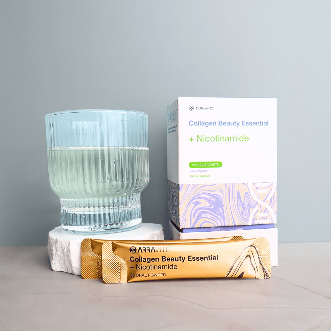 Collagen Beauty Essential + Nicotinamide for Radiant Skin (Lime Flavour) - ARRAVITE