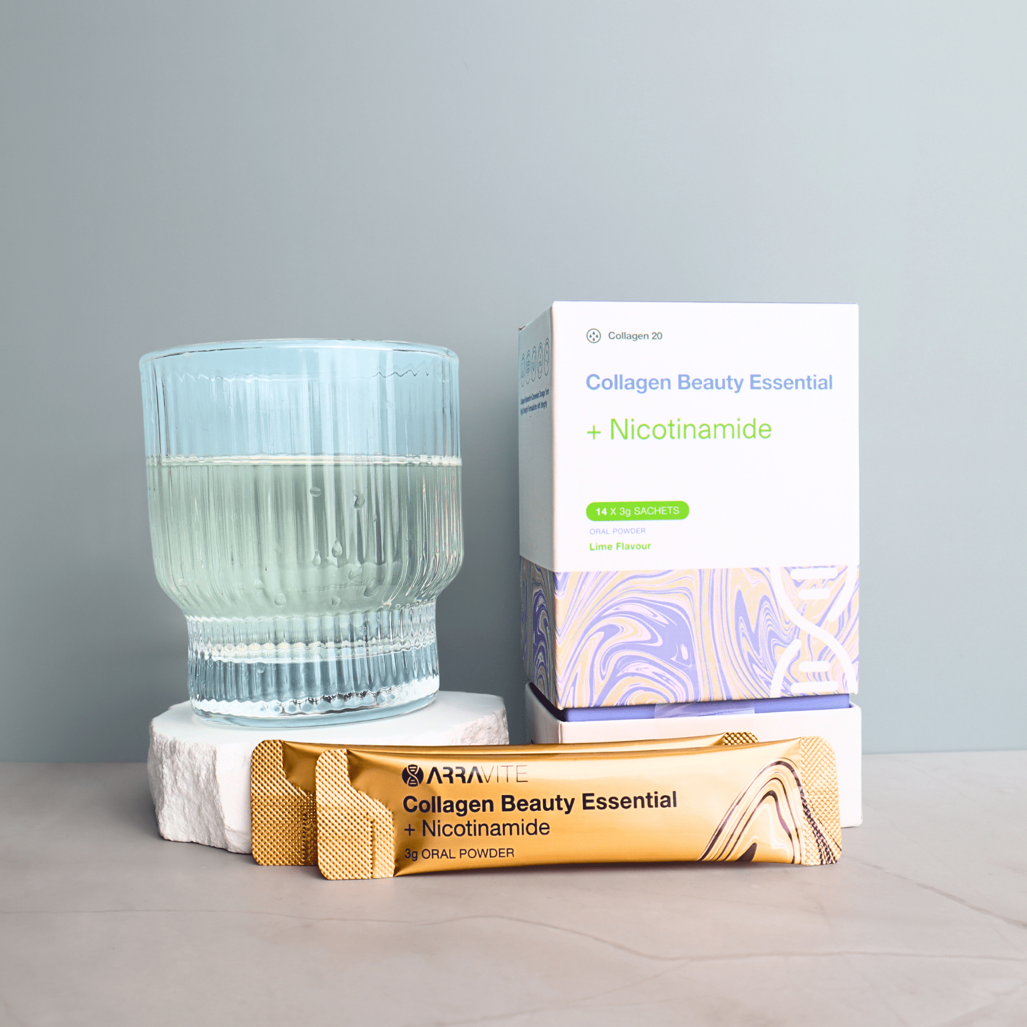 Collagen Beauty Essential + Nicotinamide for Radiant Skin (Lime Flavour) - ARRAVITE