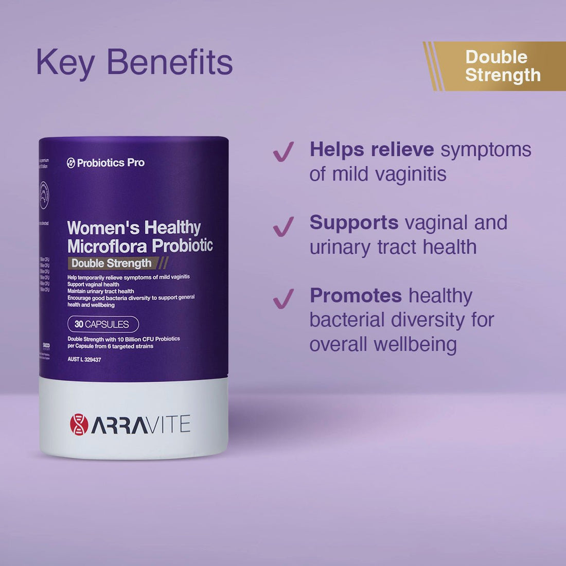 Women's Healthy Microflora Probiotics Double Strength - ARRAVITE